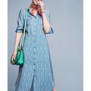 Anthropologie Maeve Midi Day Dress Blue Sz 6